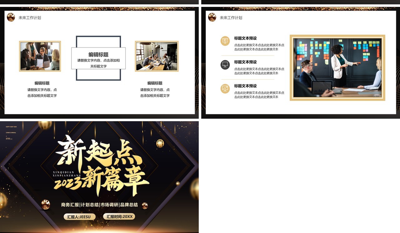 黑金商务风2023新起点新篇章PPT模板