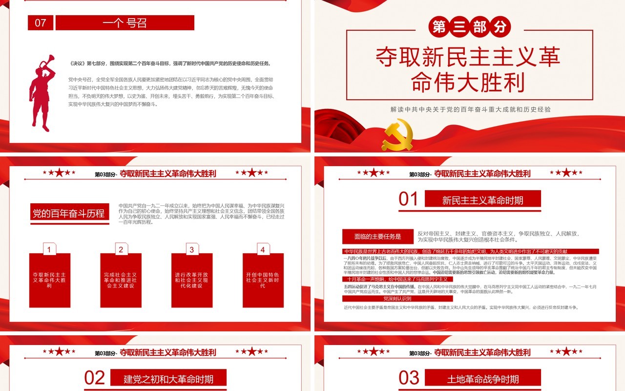中国共产党第三个历史决议PPT模板