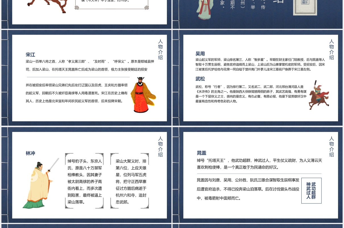 中国文学四大名著水浒传人物故事介绍动态PPT模板