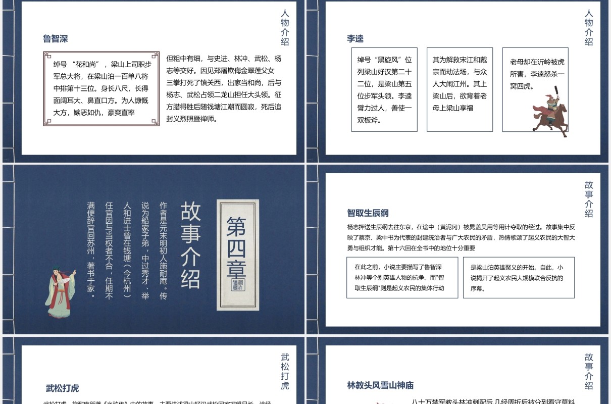 中国文学四大名著水浒传人物故事介绍动态PPT模板