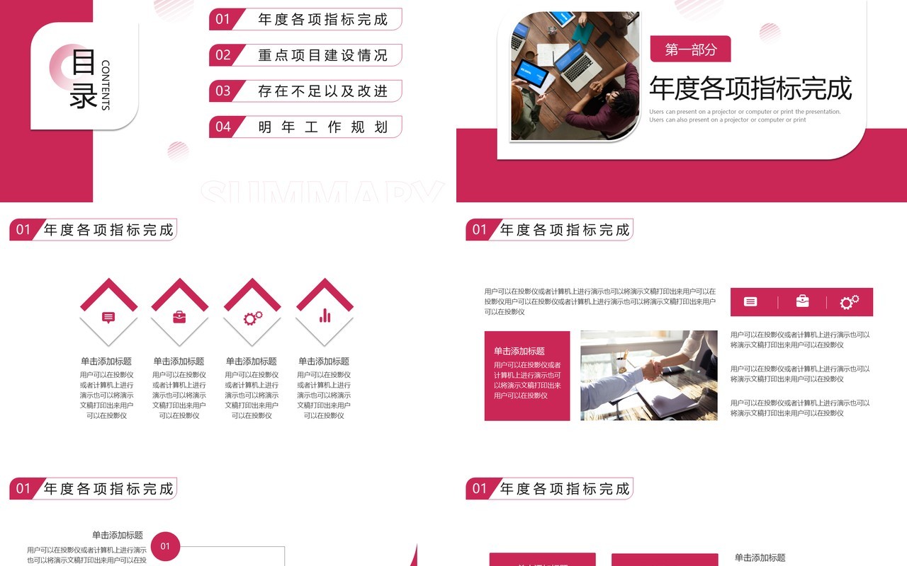 紫色简约风年终总结汇报PPT模板