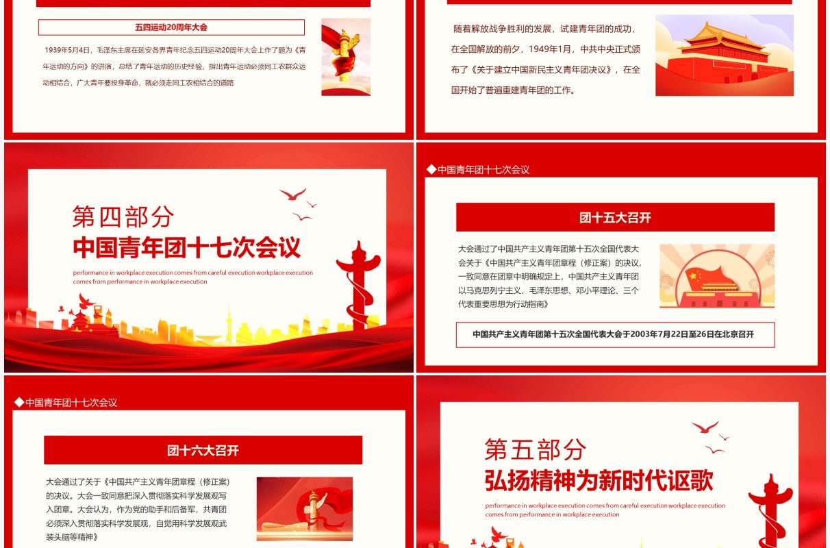 建团100周年团课中国共青团发展历程动态PPT模板