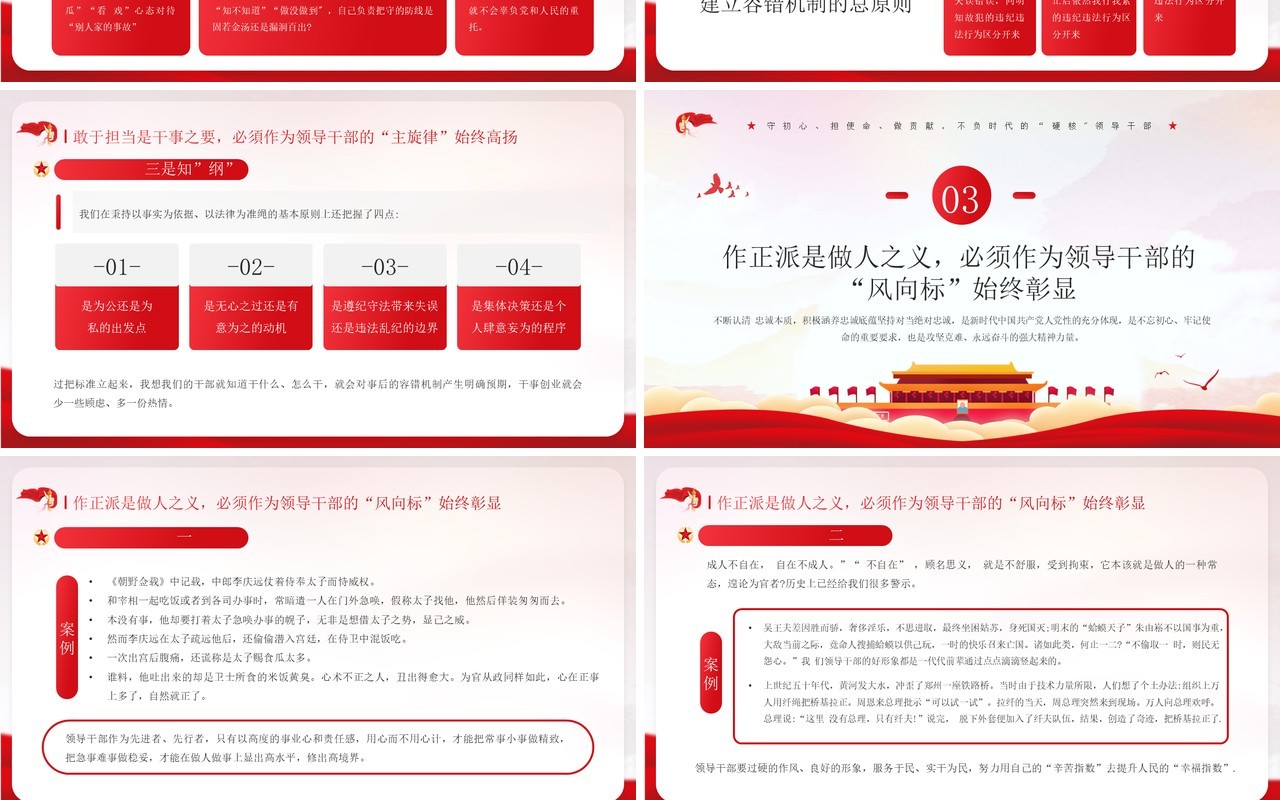 红色党政忠诚担当正派廉洁党课学习PPT模板