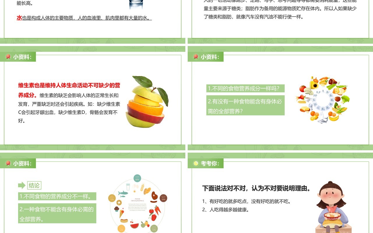教科版四年级下册食物的营养课件PPT模板