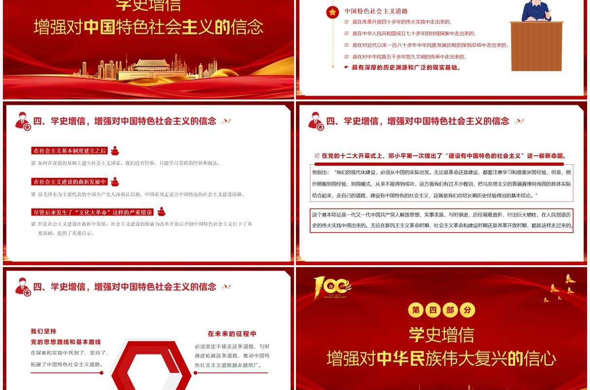红色党政风党史学习教育准确把握学史增信的内涵和要求PPT模板