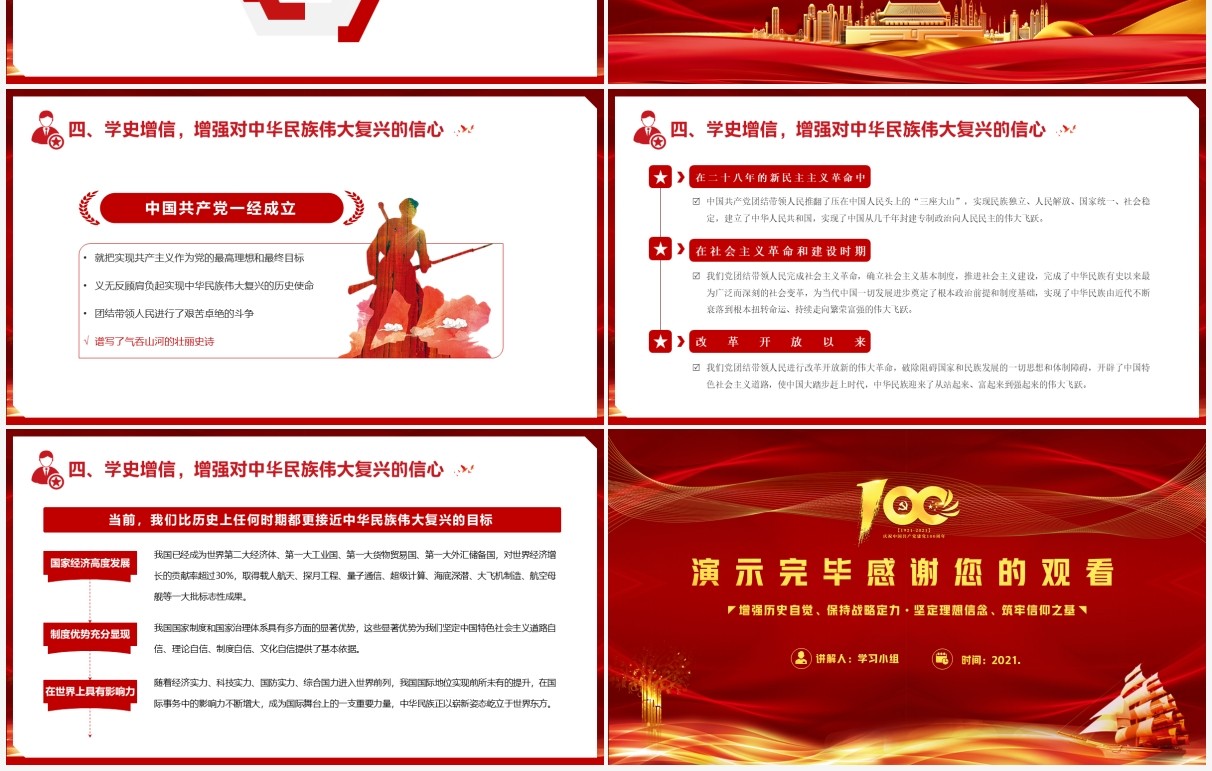 红色党政风党史学习教育准确把握学史增信的内涵和要求PPT模板