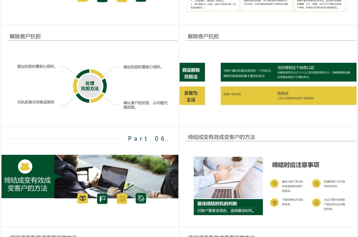 绿色商务风企业员工销售技能培训PPT模板