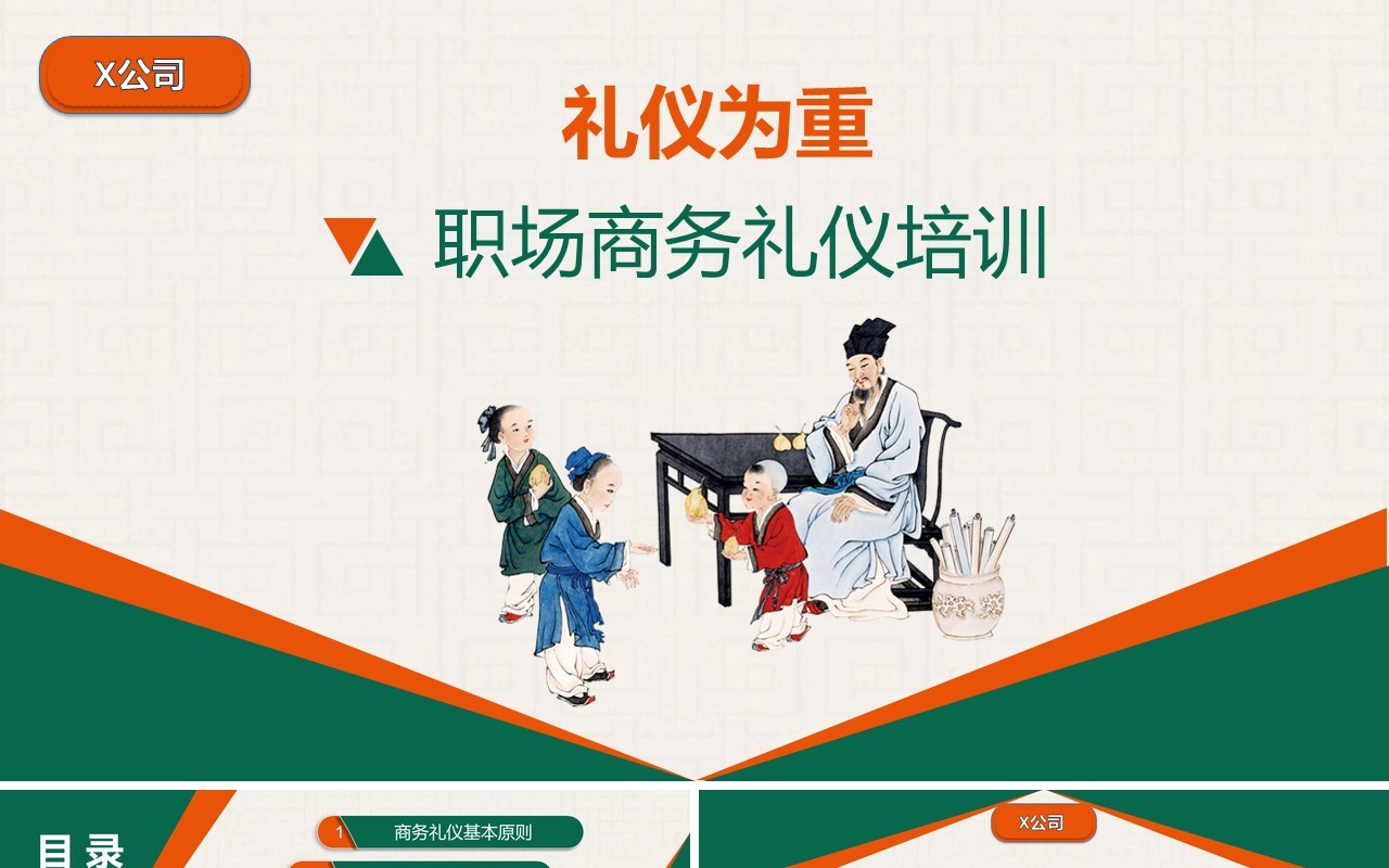 绿色公司职场商务礼仪培训课件PPT模板