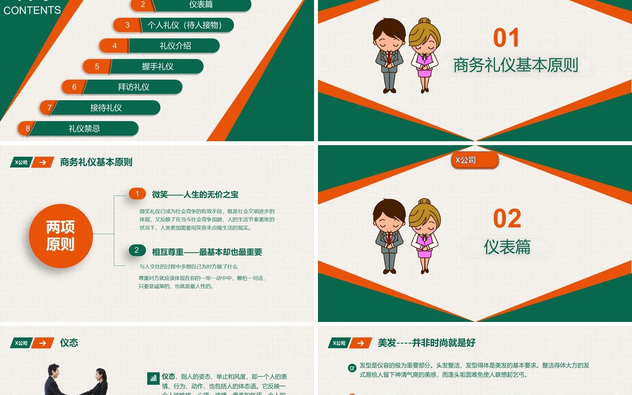 绿色公司职场商务礼仪培训课件PPT模板