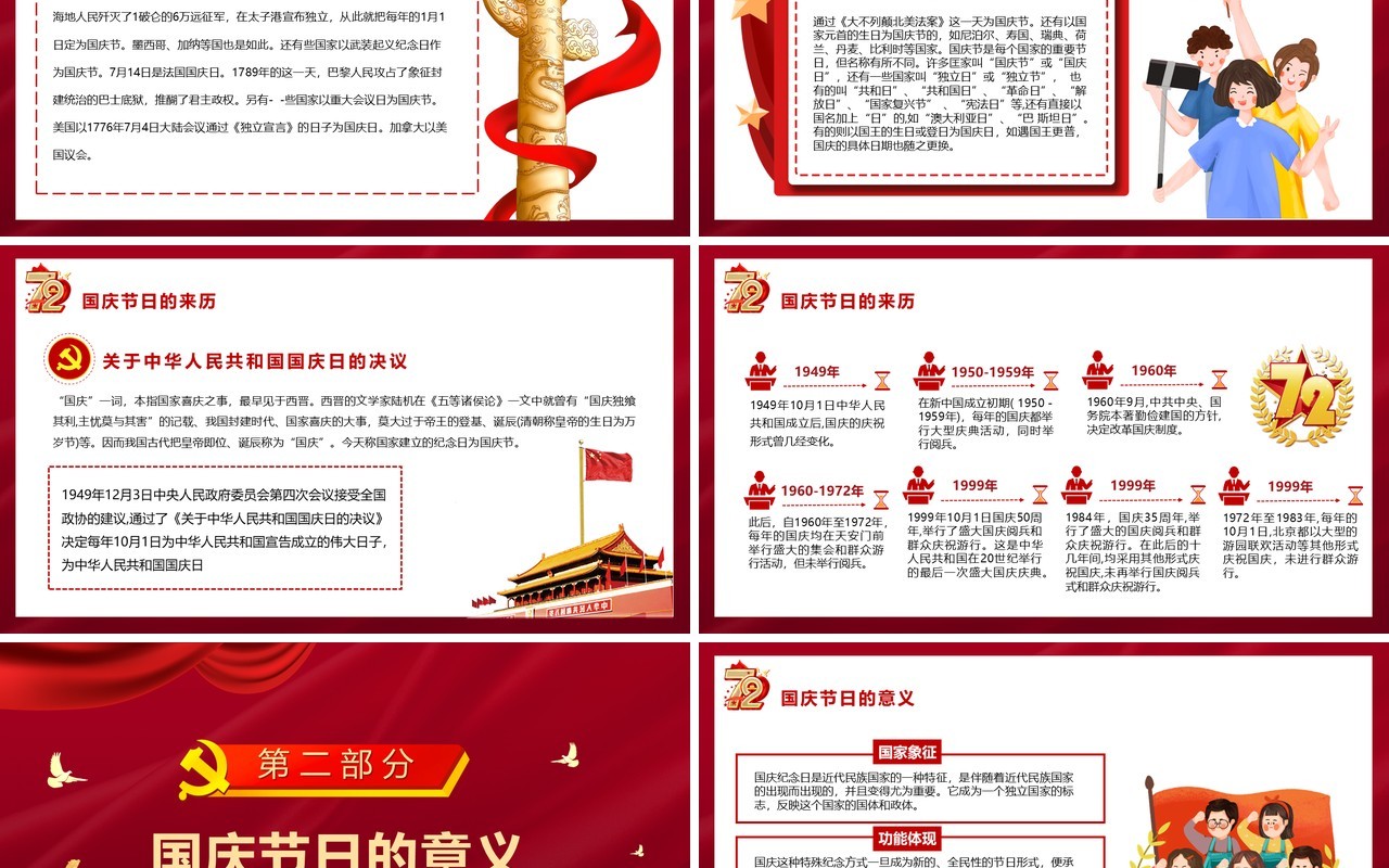 盛世华诞七十二周年庆典ppt模板