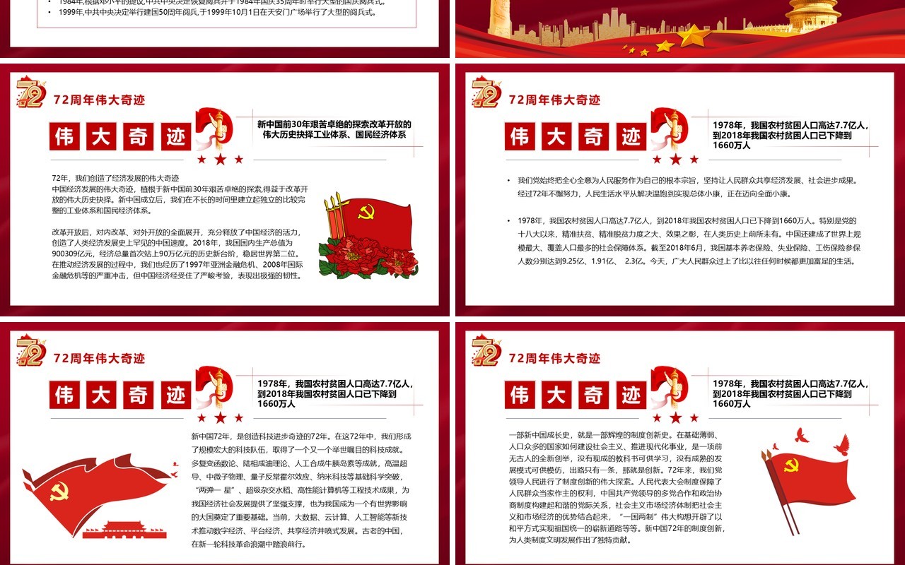 盛世华诞七十二周年庆典ppt模板