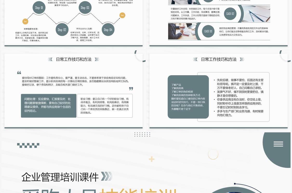 绿色简约商务风采购人员技能培训PPT模板