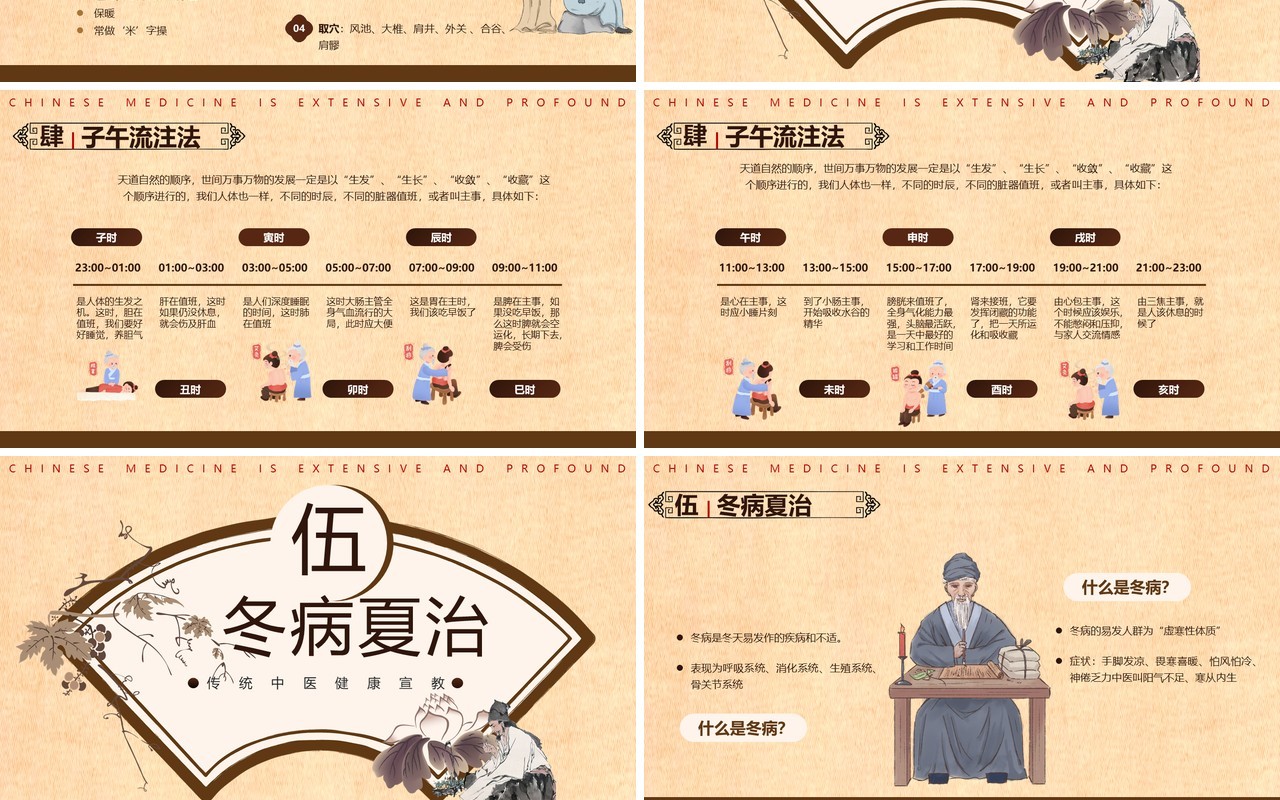 黄色中国风中医健康知识宣讲课件PPT模板