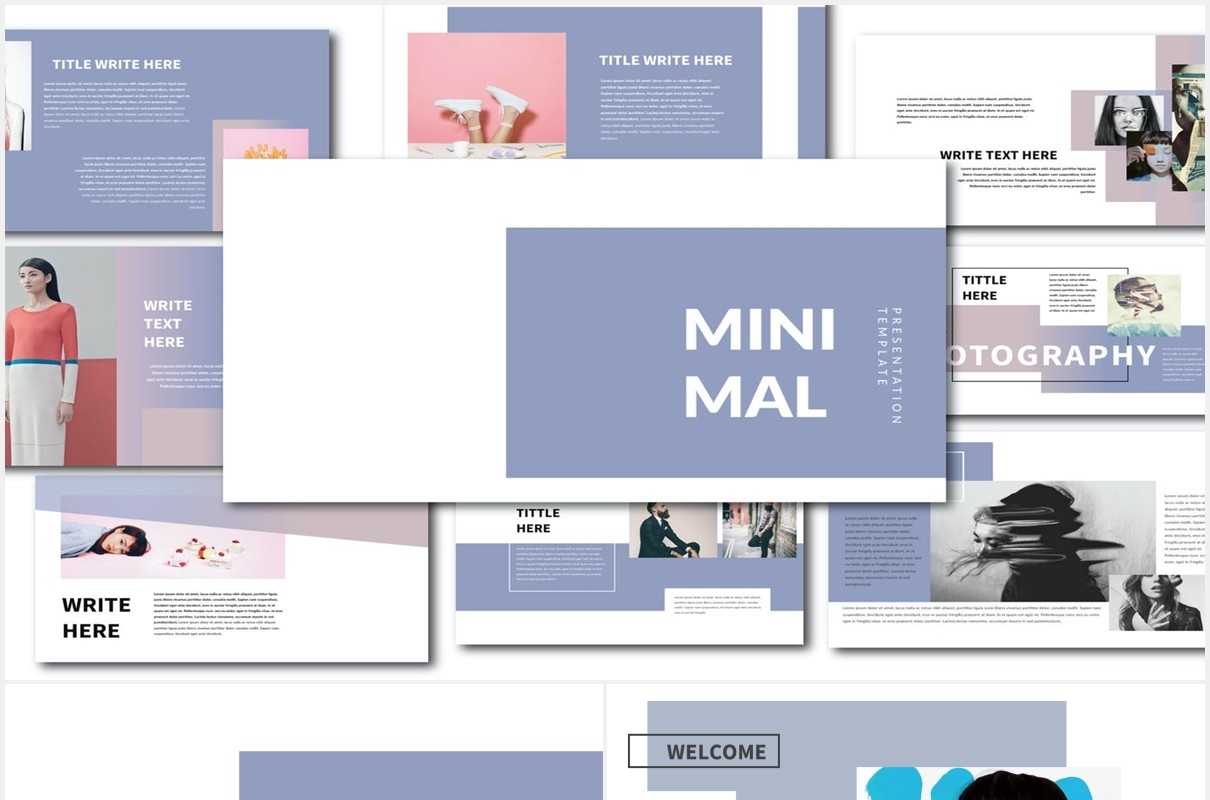简约现代时尚作品展示PPT模板Minimal Modern Powerpoint