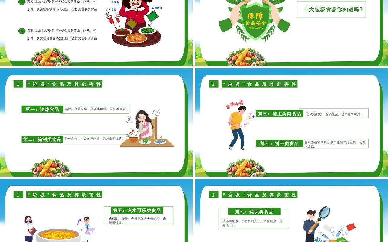 绿色关注食品安全共筑和谐校园家长走进校园课堂食品安全知识主题课件PPT模板