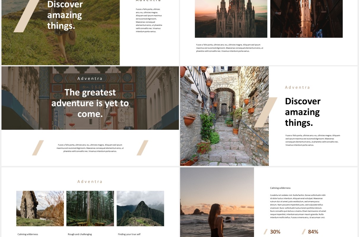户外探险旅行旅游PPT模板adventra travel adventure powerpoint template