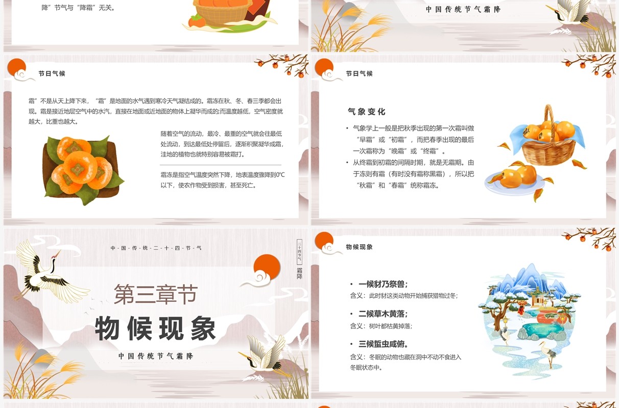 淡雅中国风传统二十四节气之霜降PPT模板