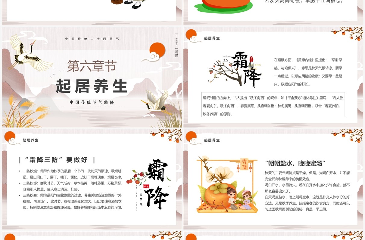 淡雅中国风传统二十四节气之霜降PPT模板