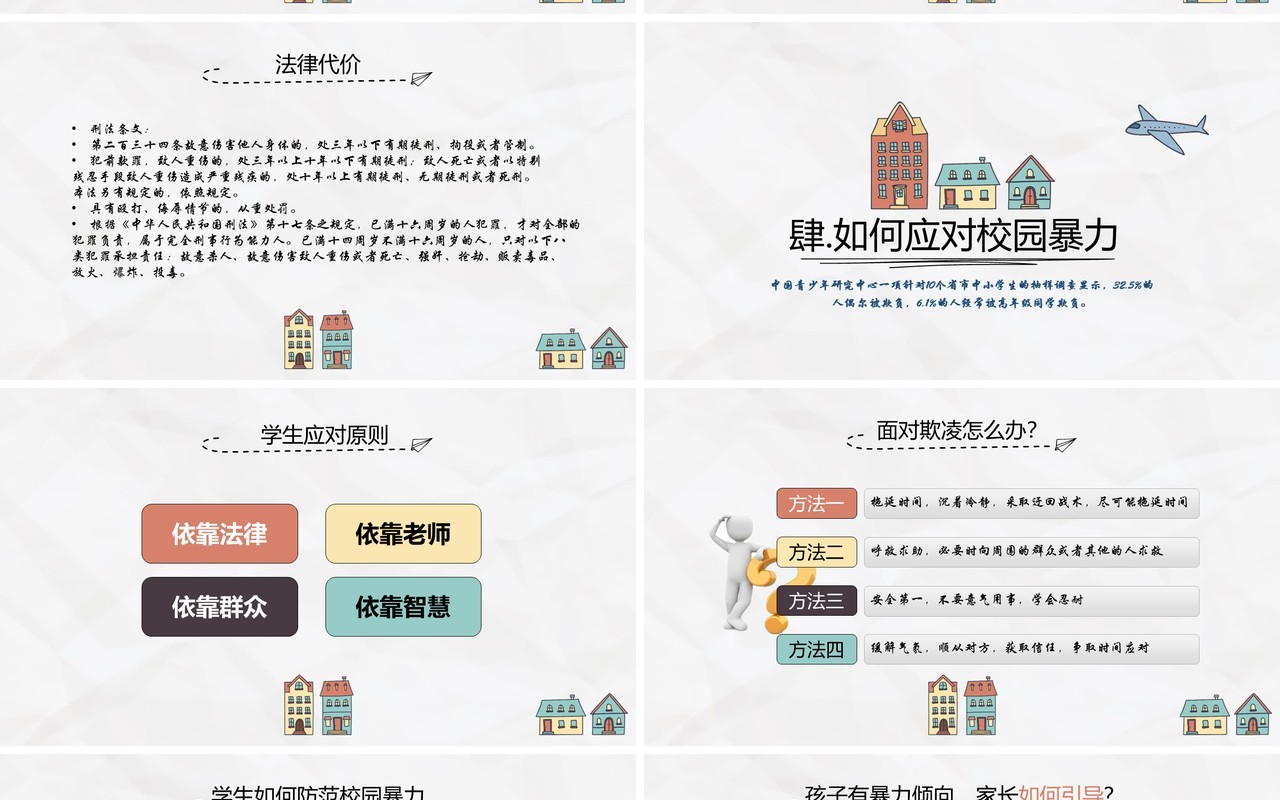 中小学校园安全反对校园暴力主题班会PPT模板