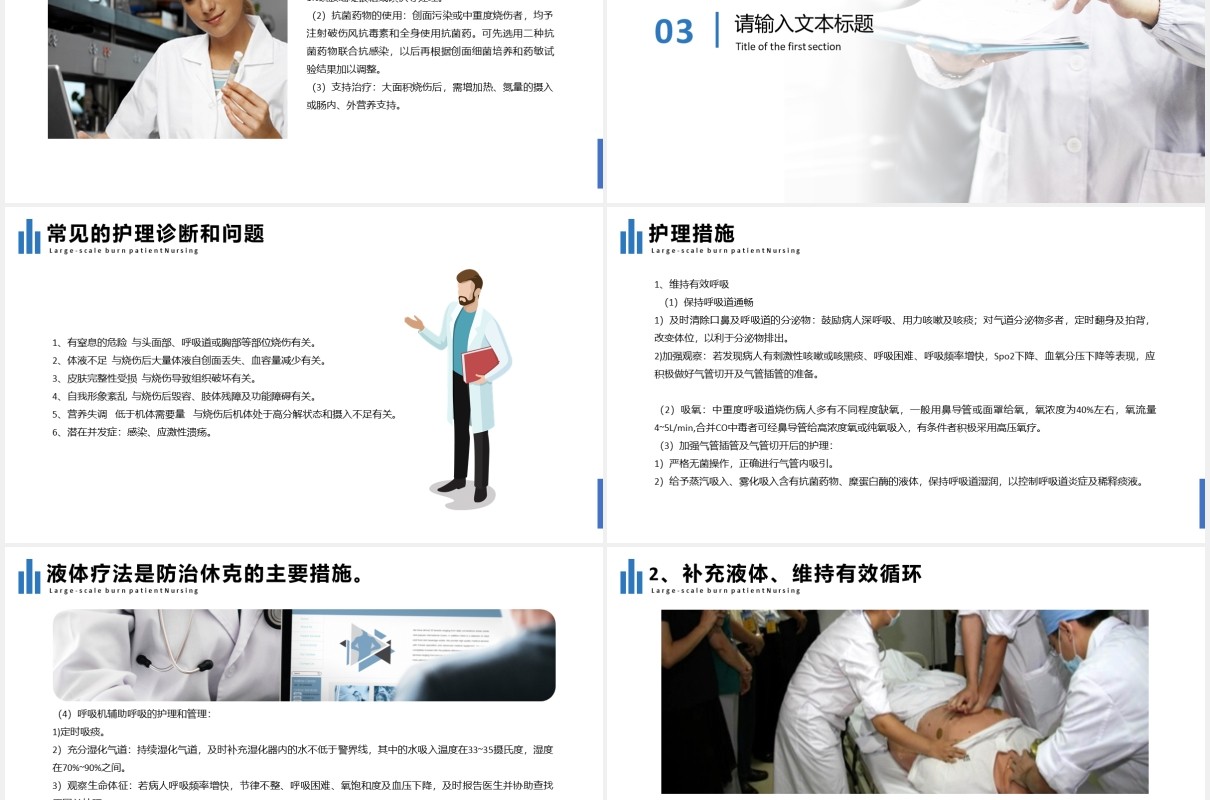 简洁大面积烧伤病人护理医疗培训课程PPT模板