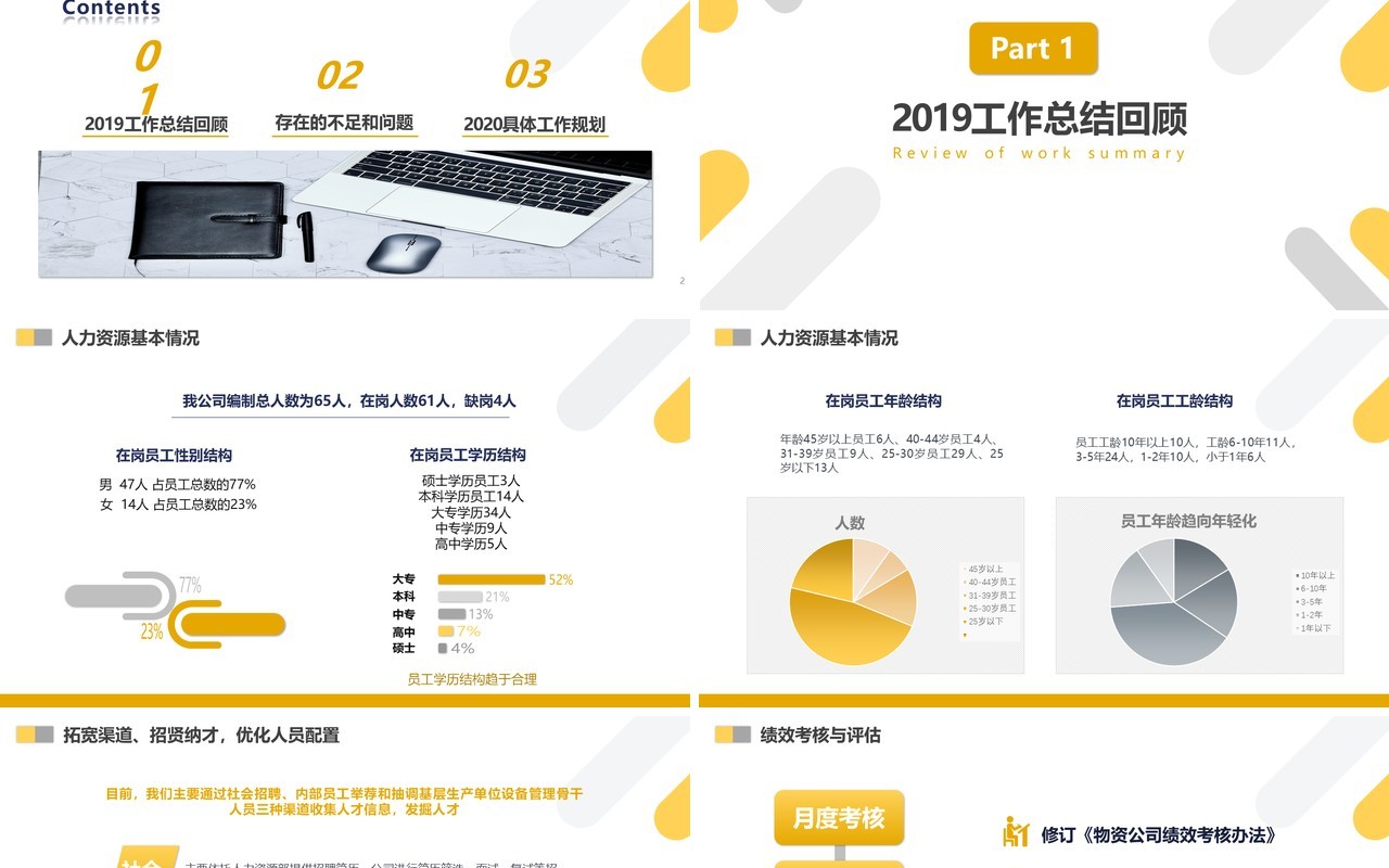 2020极简大气撞色年中计划总结工作报告PPT模板