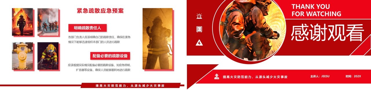 红色简约风消防安全报告PPT模板
