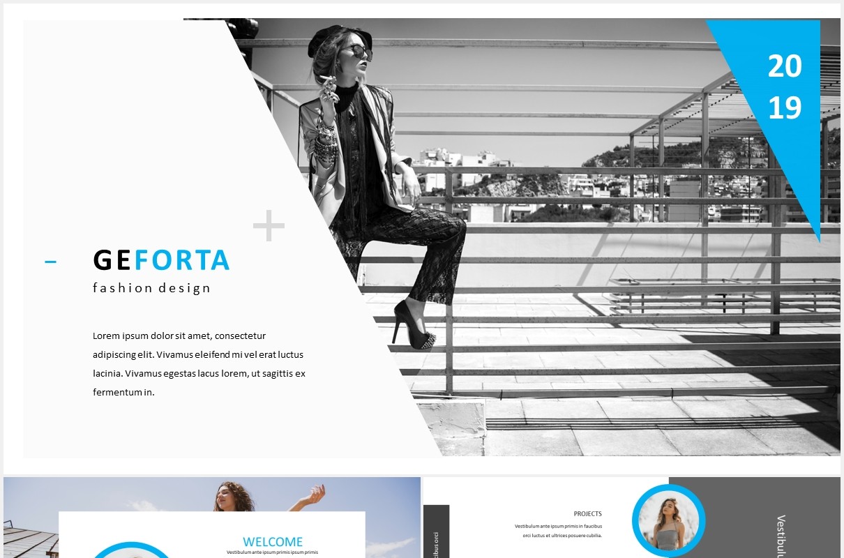 时尚模特形象设计摄影PPT模板geforta powerpoint template