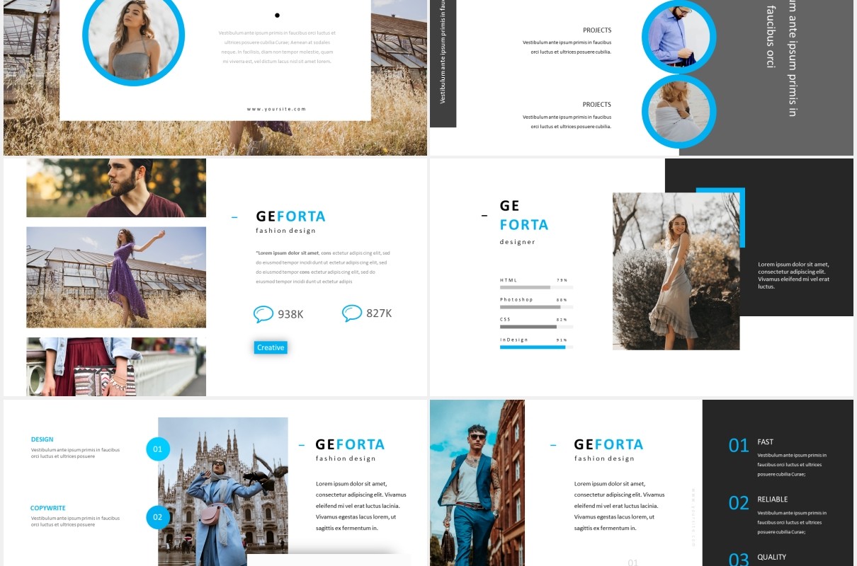 时尚模特形象设计摄影PPT模板geforta powerpoint template
