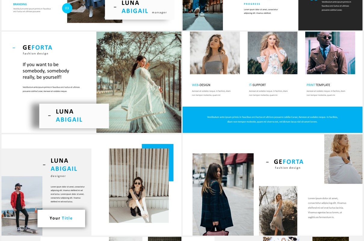 时尚模特形象设计摄影PPT模板geforta powerpoint template