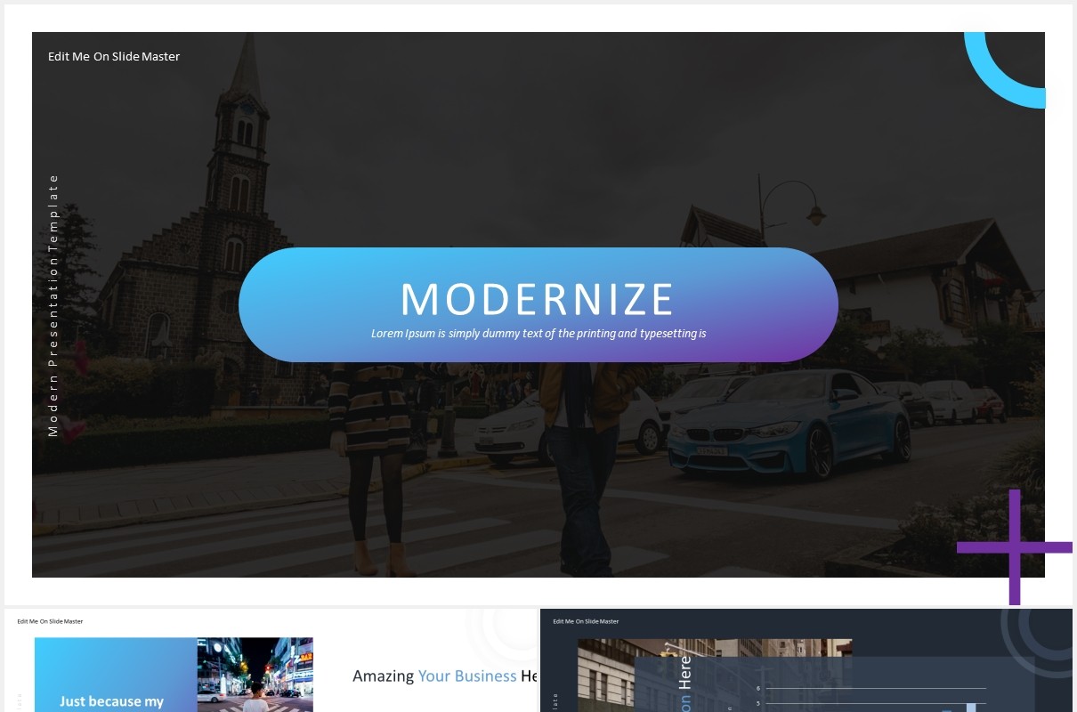渐变商务工作汇报总结计划PPT国外模板Modernize - Powerpoint Template