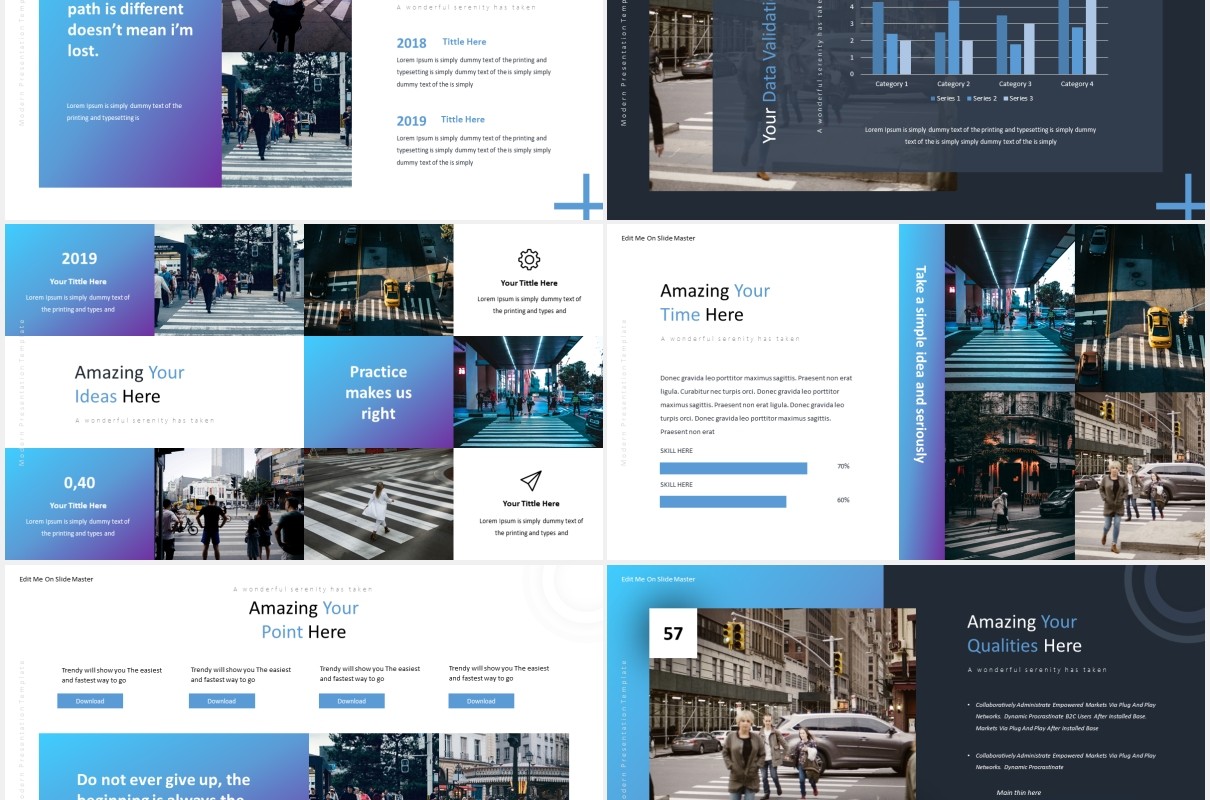 渐变商务工作汇报总结计划PPT国外模板Modernize - Powerpoint Template