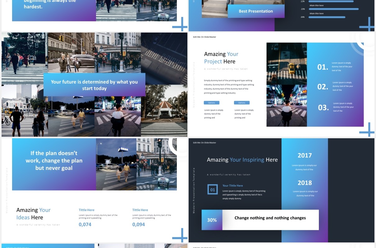 渐变商务工作汇报总结计划PPT国外模板Modernize - Powerpoint Template