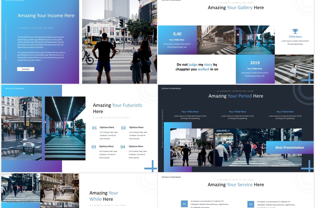 渐变商务工作汇报总结计划PPT国外模板Modernize - Powerpoint Template