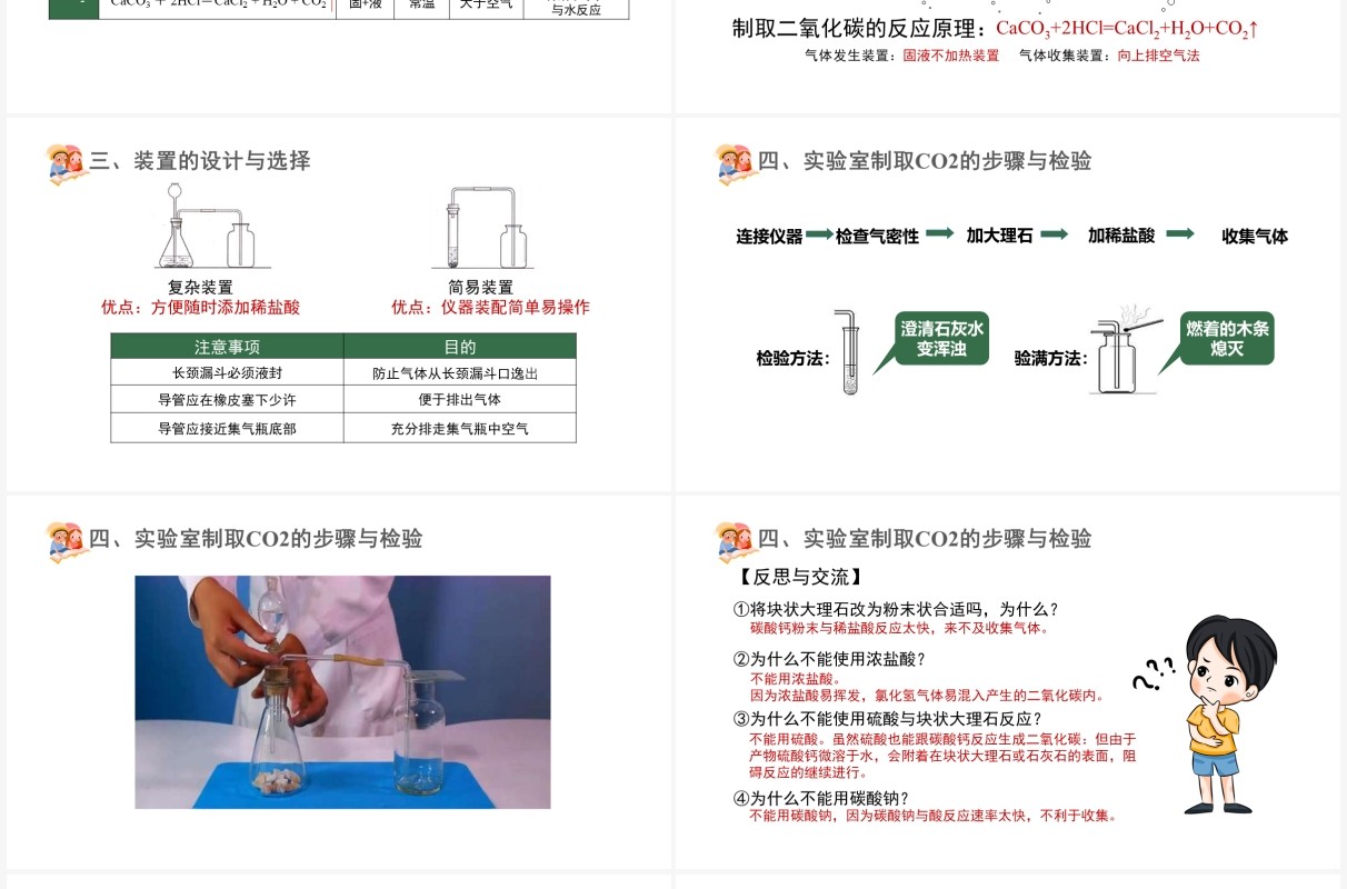 部编版九年级化学上册二氧化碳的实验室制取与性质课件PPT模板