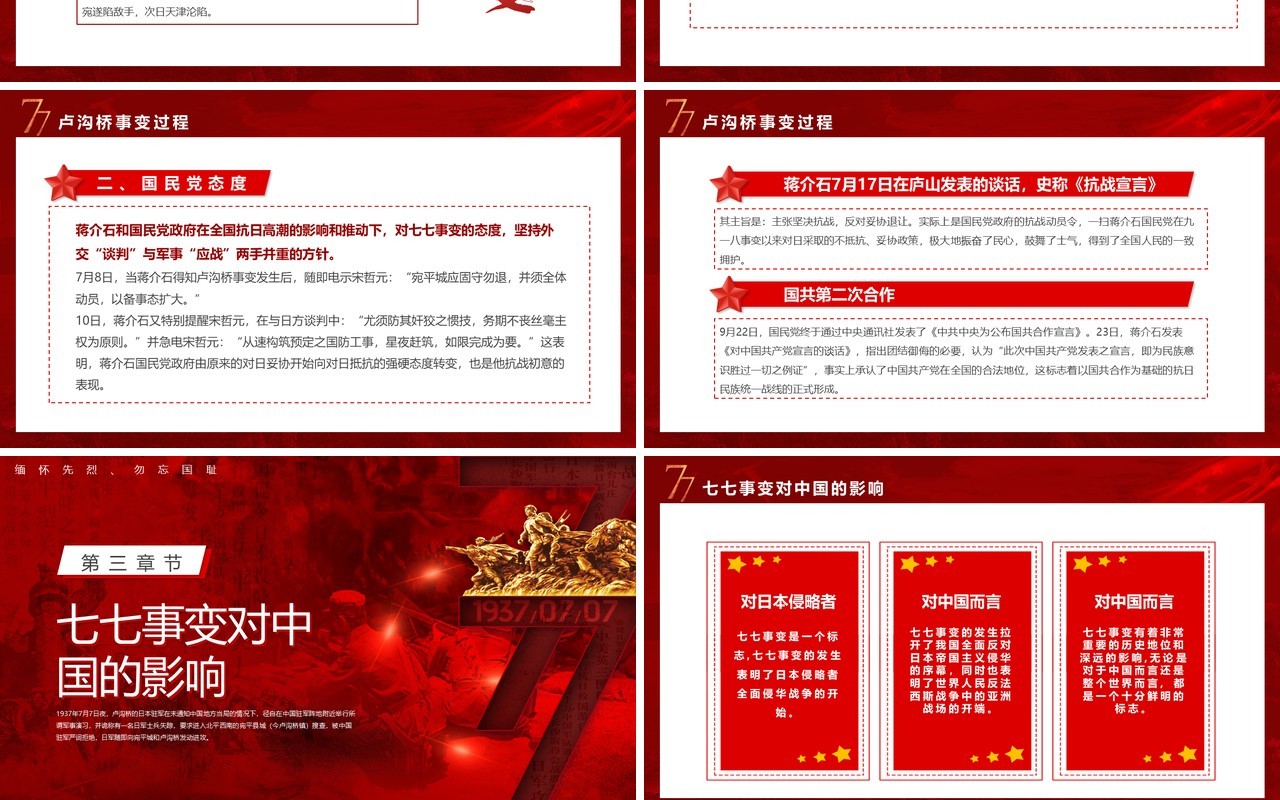 红色党政卢沟桥事变七七事变专题党课学习PPT模板