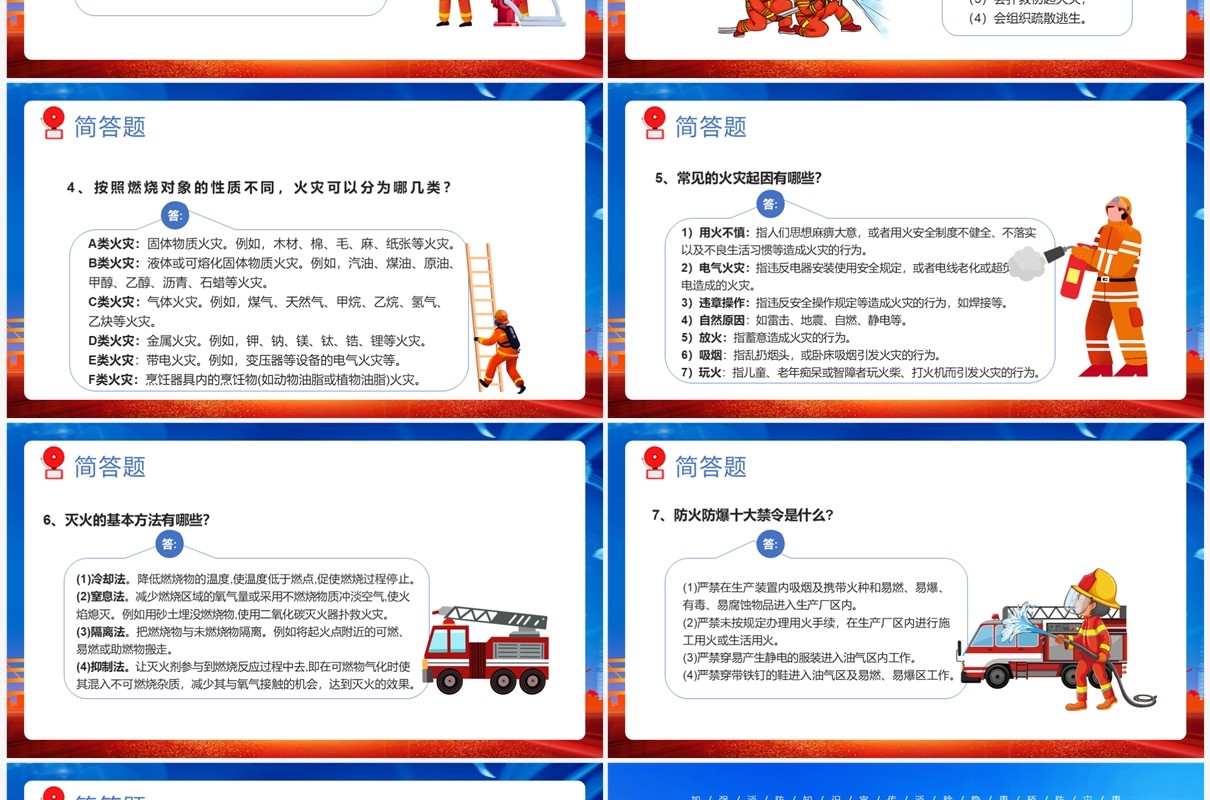 蓝色卡通风消防安全知识竞赛PPT模板
