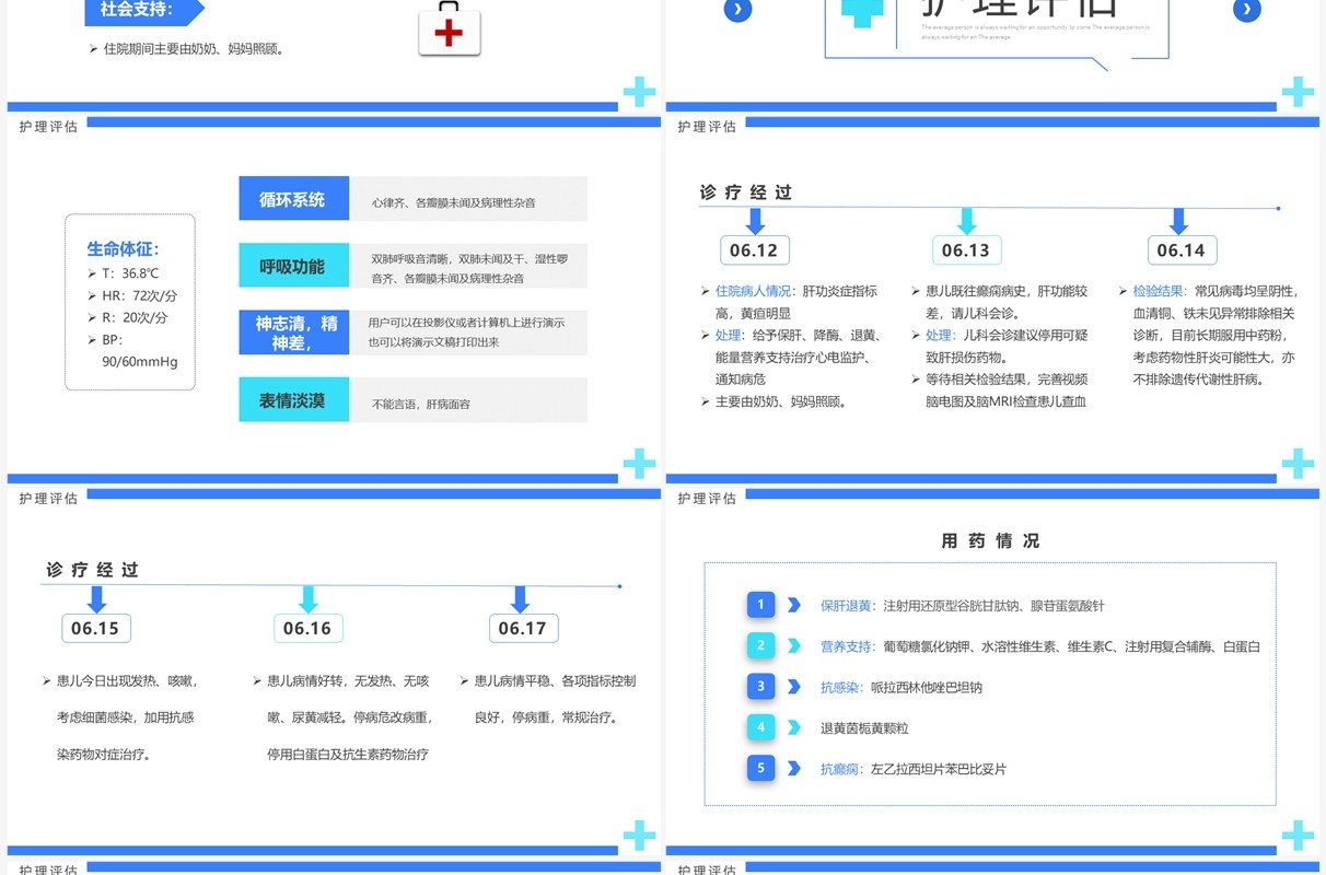 蓝色简约风肝炎护理个案讲解PPT模板
