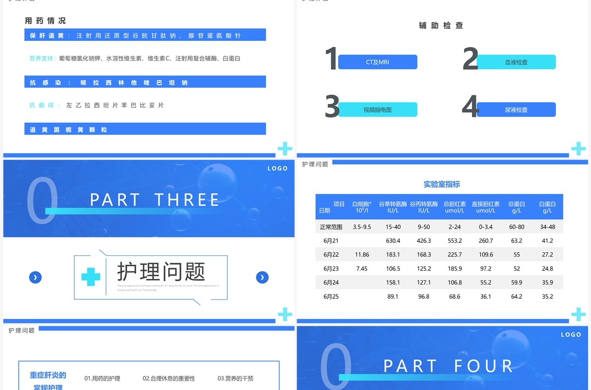 蓝色简约风肝炎护理个案讲解PPT模板