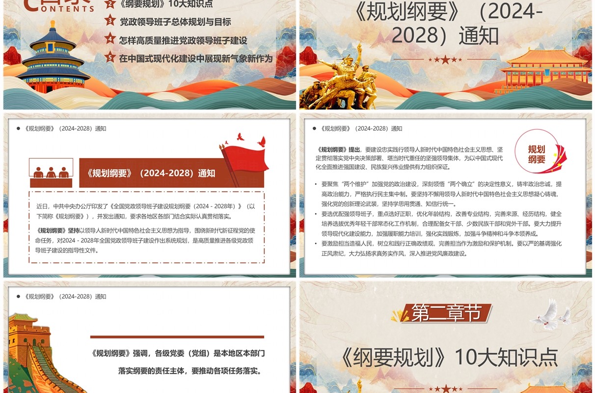 中国风全国党政领导班子建设规划纲要PPT模板