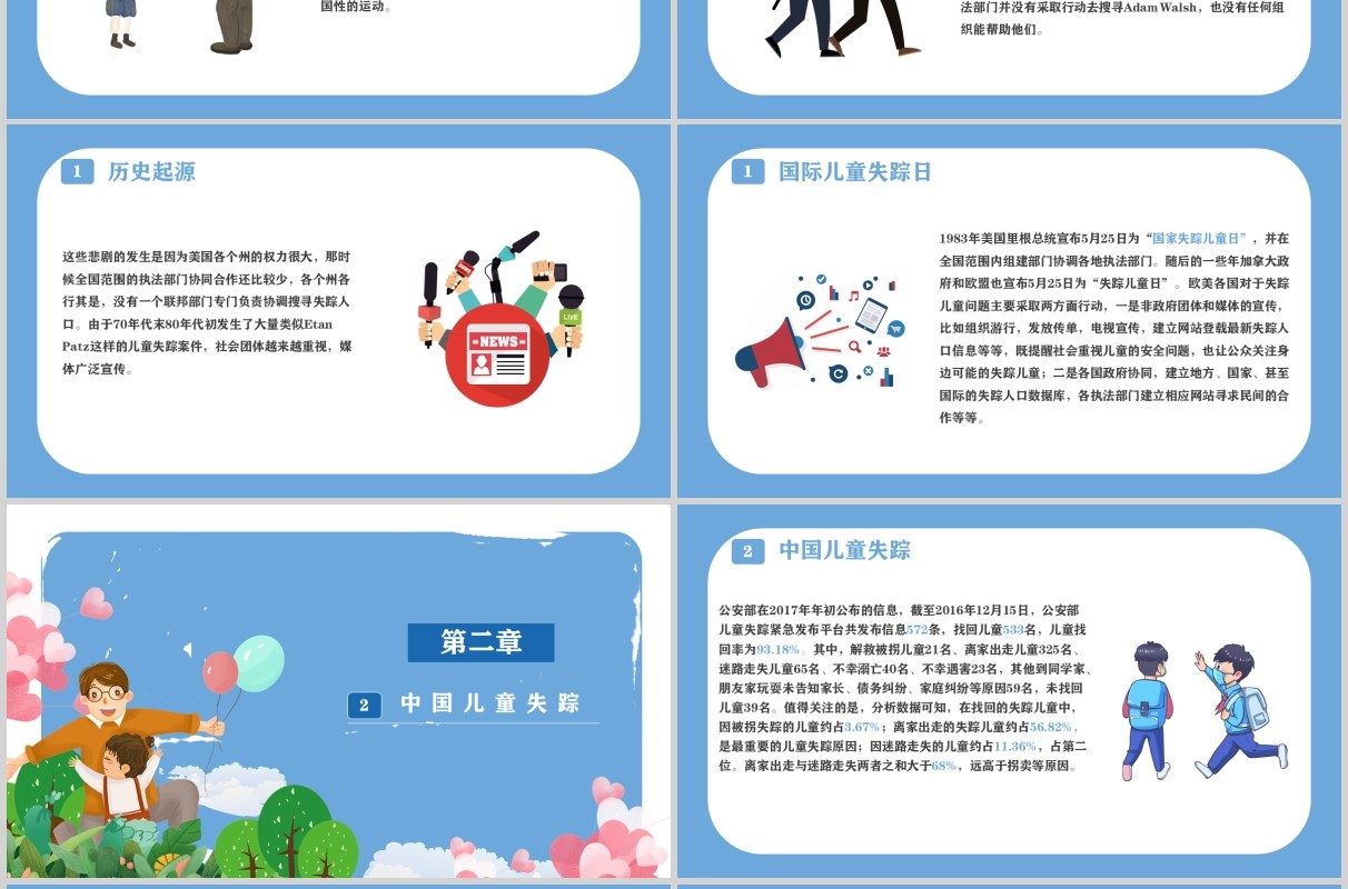 蓝色简约儿童健康成长防拐骗安全教育班会PPT模板