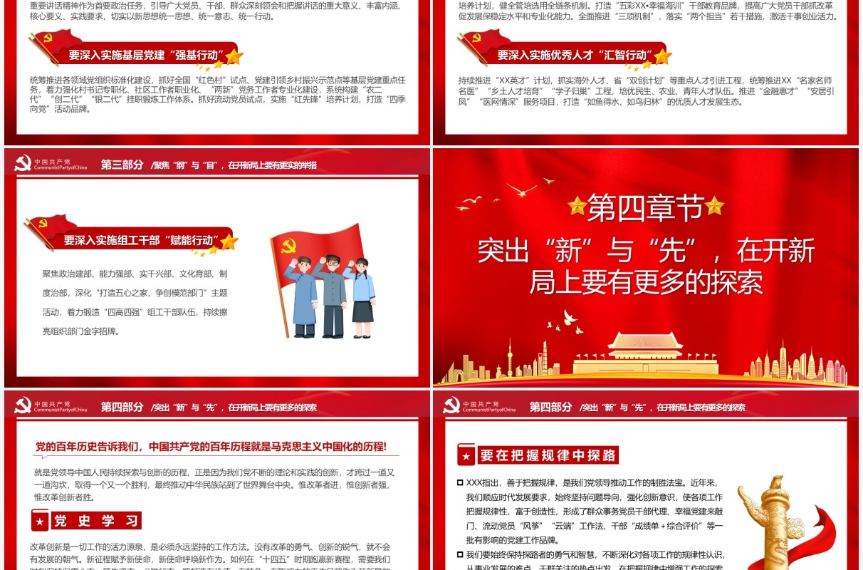 红色大气把握五对关系走好赶考之路PPT模板