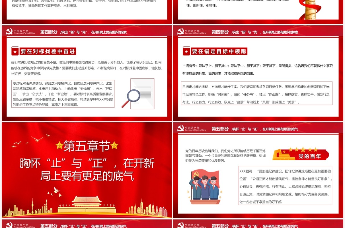 红色大气把握五对关系走好赶考之路PPT模板