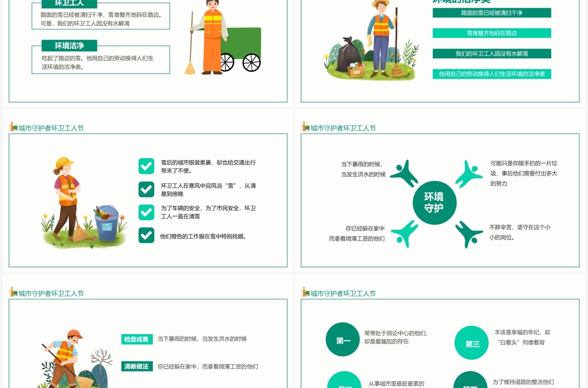低碳生活节约地球资源城市的守护者环卫工人节动态PPT模板