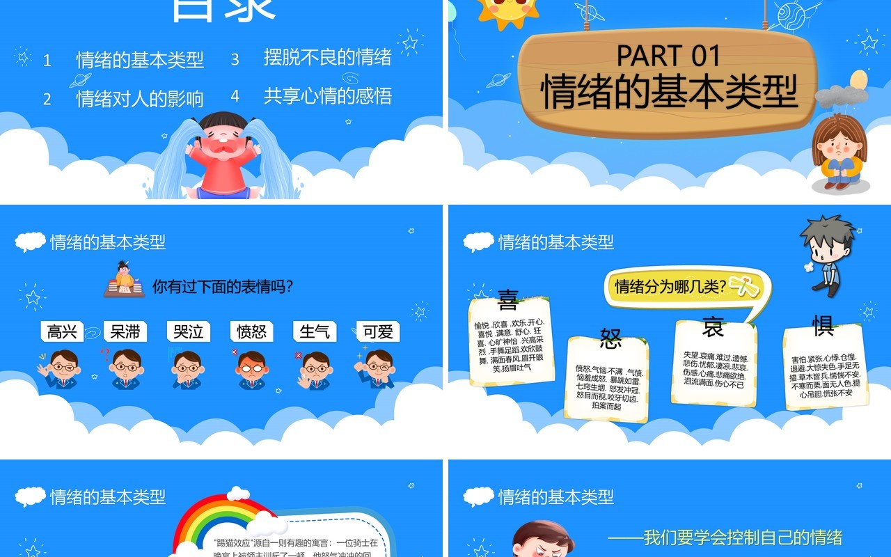 做情绪的主人小学心理课程培训PPT模板