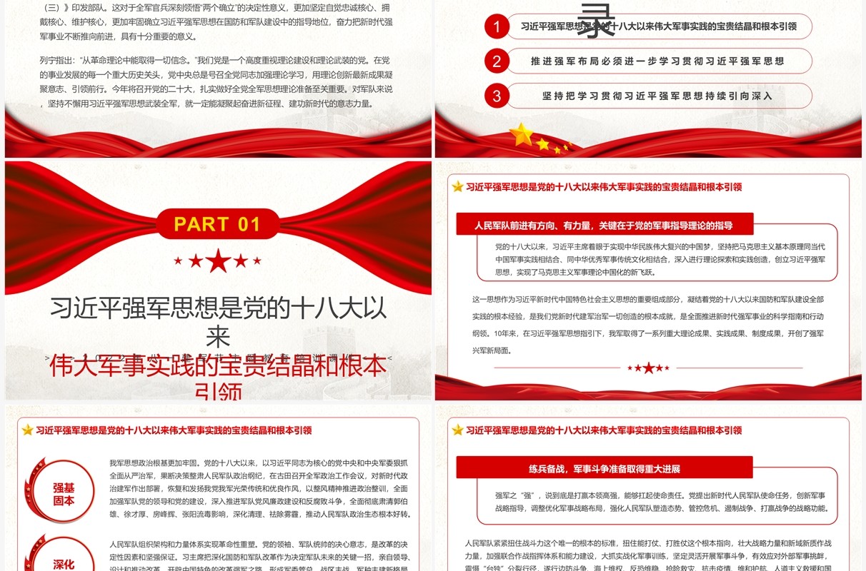 坚持不懈用习近平强军思想武装全军PPT模板