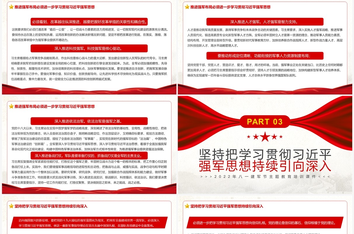坚持不懈用习近平强军思想武装全军PPT模板