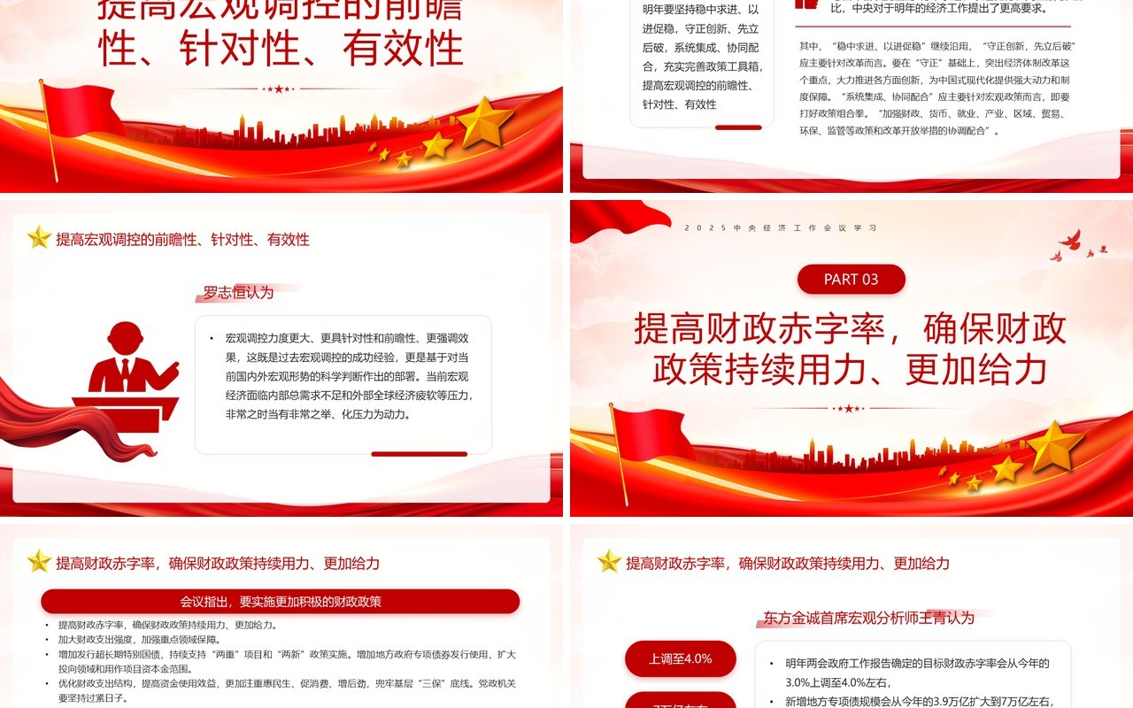 红色党政风中央经济工作会议学习PPT模板