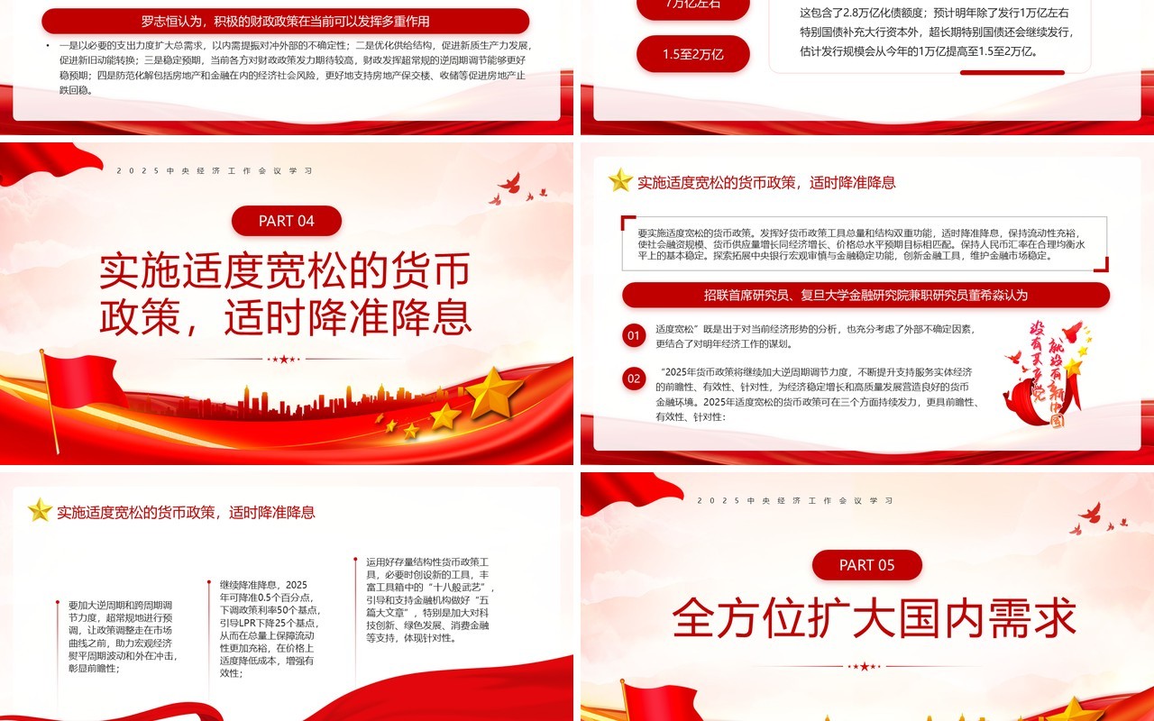 红色党政风中央经济工作会议学习PPT模板
