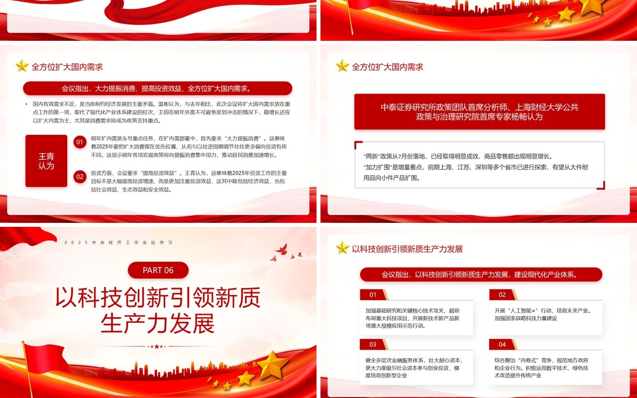 红色党政风中央经济工作会议学习PPT模板