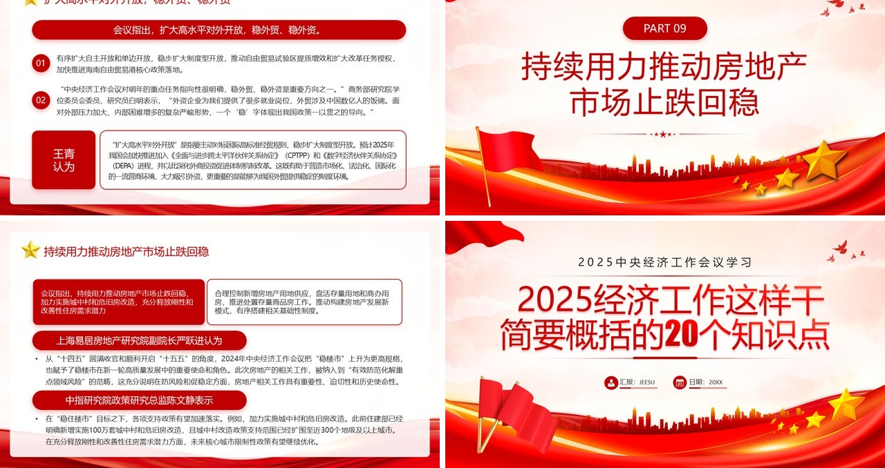 红色党政风中央经济工作会议学习PPT模板
